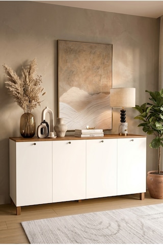 Nord Konsol 4 Kapaklı Ahşap Ayaklı 180cm Sepet-beyaz Nd4-sw Beyaz