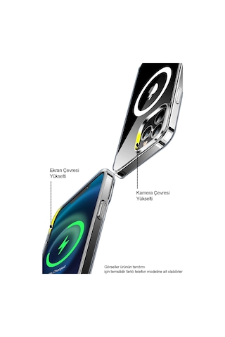Apple Uyumlu  iPhone 13 Kılıf Magsafe Kablosuz Şarj Destekli Şeffaf Silikon Kılıf