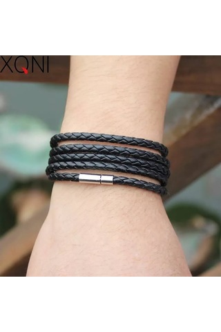 Gogoey Dbg9494 Erkek Deri Bileklik Siyah Çok Renkli