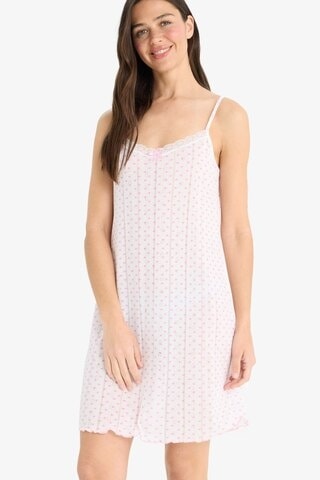 Defacto Regular Fit Askılı Dantelli Gecelik-fall İn Love F5772ax25smer85 Ekru