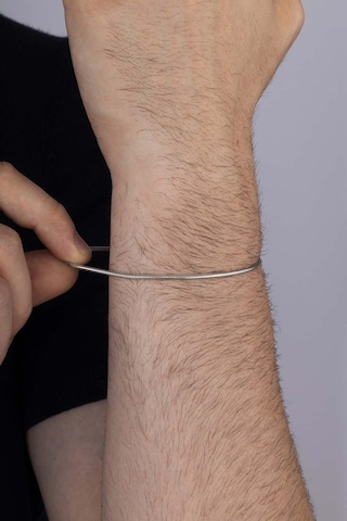 Gümüş Pazarım İtalyan Model Klasik Erkek Gümüş Zincir Bileklik Siyah