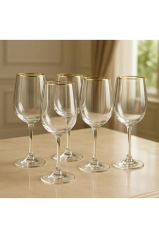 Gold 25 Parça Bardak Seti 12 Kişilik 12 Adet Su Bardak 12 Adet Ayaklı Bardak 1 Adet Şişe Beyaz