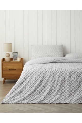English Home Symetra Kolay Ütülenir Çift Kişilik Çarşaflı Nevresim Takımı 200x220 Cm Gri