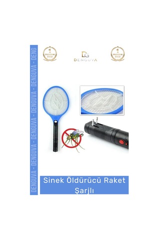 Sinekraketi Profesyonel Haşere Kovucu Ergonomik Tasarım Güçlü Batarya Sinek Öldürücü Raket Şarjlı