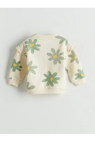 LC Waikiki Lcw Baby Ekru Çiçekli Kız Bebek Sweatshirt Ve Pantolon 2'li Takım Cream Prınted