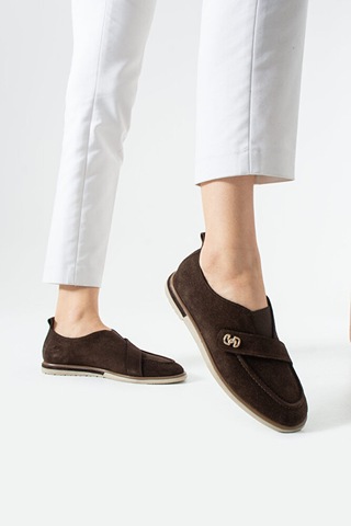Dericia Shoes Glamour Hakiki Deri Süet Kadın Günlük Rahat Casual Ayakkabı Kahverengi