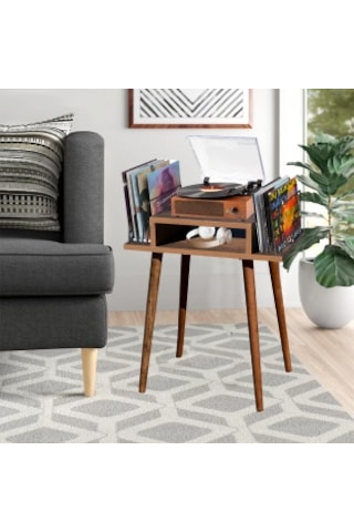 Plak Ve Pikap Sehpası 2 Li Barok Ahşap Ayaklı