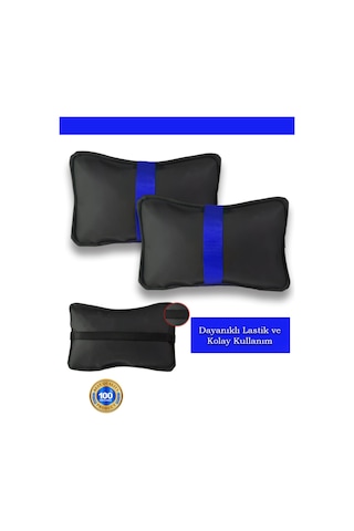 Ssangyong Actyonoto Koltuk Boyun Yastığı Mavi Şerit 2 Adet Siyah