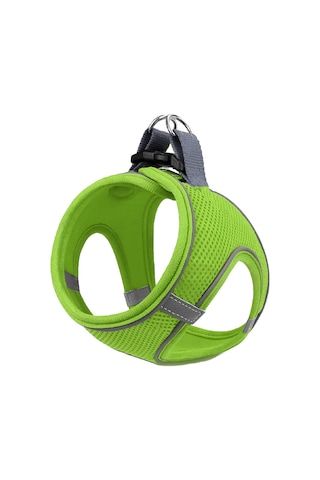 Mita Air Mesh Kedi Köpek Göğüs Tasması Çift Reflektörlü, Terletmeyen Neon Yeşil