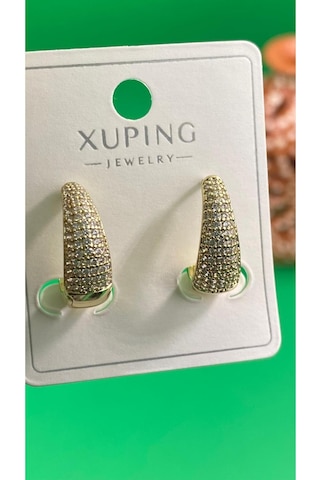 Xuping Altın Renginde Damla Model Zirkon Taşlı Model Çelik Kadın Küpe Altın