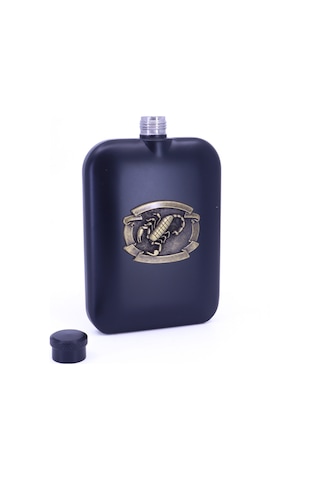 Akrep Kabartma Amblem Paslanmaz Çelik Cep Matarası - Hip Flask 7 Oz