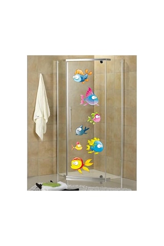 Tilki Dünyası Komik Balıklar Duşakabin Ve Banyo Çocuk Odası Dekoratif Duvar Sticker Yapışkanlı Folyo Diğer
