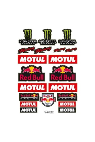 Motosiklet Redbull-monster Sponsor Tasarım A4 Çoklu Sticker Seti Diğer