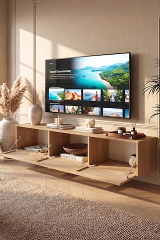 Dune Tv Ünitesi Sehpası Duvara Monte 3 Ahşap Jüt Kapaklı 180cm Sepet-jüt Dn1-sj Kahverengi