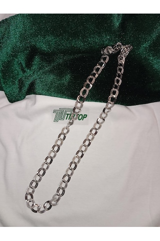 Tiptop/ Gümüş Renk Samanyolu Zincir Çelik Choker Kolye - Bileklik- Halhal Set Gümüş