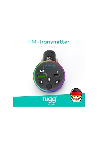 Fm Verici & Araç Şarj Cihazı Bluetooth 5.0 Fm Transmitter, Çift Usb + Type-c Pd Hızlı Şarj, Müzik Aktarımı,