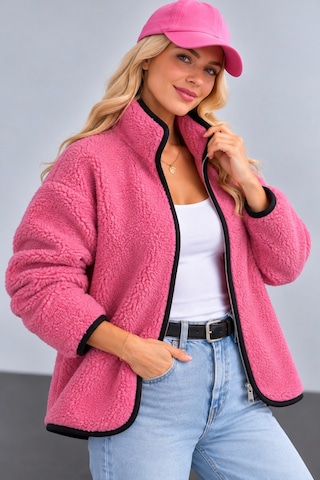Fiolin Tedy Welsoft Fermuarlı Ceket Pembe