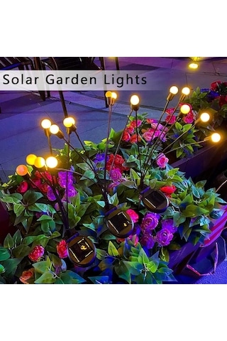 Brokoli Home Güneş Ateşböceği Işıkları, 2'li Paket 16 Led Solar Bahçe Işıkları, Güneş Enerjili Salla