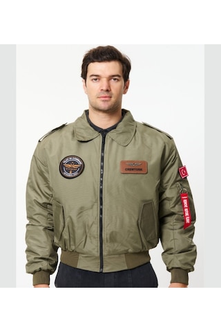 Crew Turk Syk88h Yakalı Pilot Montu Kumas Haki