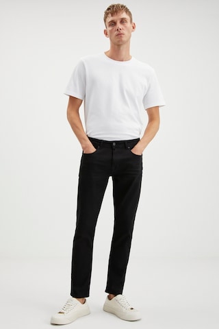 Herman Erkek Kalın Dokulu Slim Fit Dar Kalıp Boru Paça Organik Pamuklu Siyah Jeans