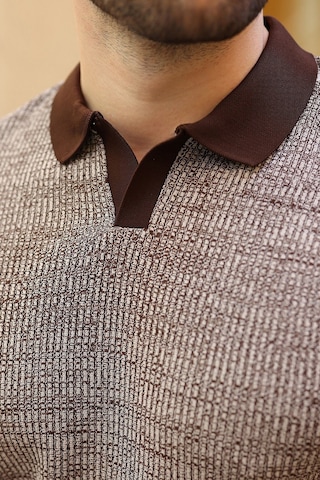 Madmext Kahverengi Polo Yaka Regular Fit Erkek Triko Tişört E7496 Taş Rengi