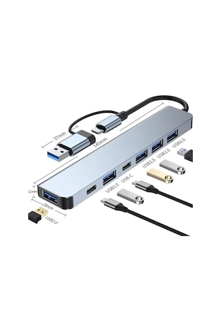 Type-c 7in1 Usb 3.0 Hub, Usb/type-c To Usb A, Usb C Macbook Uyumlu Çevirici,