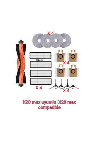 Xiaomi Uyumlu X20 Max Uyumlu Vacuum Mop Yedek Parça Seti