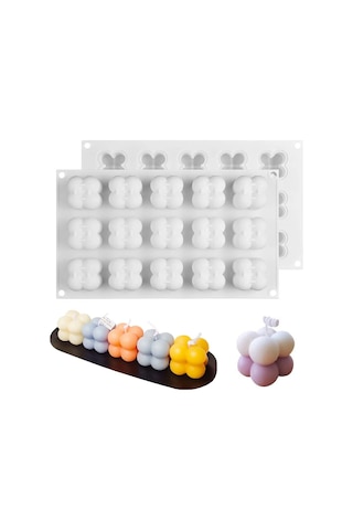Bubble Mum Silikon Kalıbı 3d Mini Çoklu Bubble Kalıbı Bakeware 15'li Beyaz
