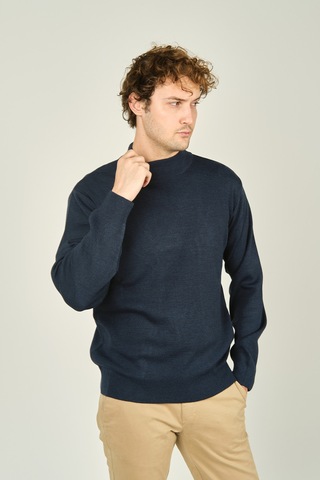 Ateş Triko Erkek Yarım Balıkçı Yaka Yün Kazak 6091024 Indigo Indigo İndigo