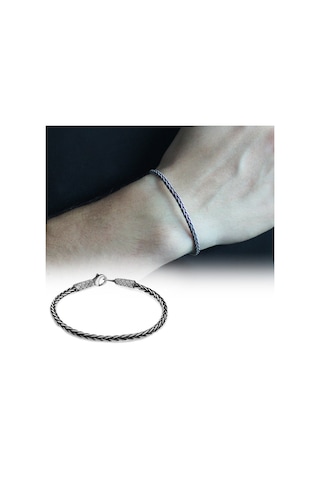 Nipora El Işçiliği Foxtail Tasarım 1000 Ayar Gümüş Kazaz Erkek Bileklik