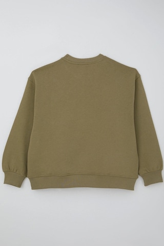 Locoloco Kız Çocuk Sweatshirt Kabartma Yazı Baskılı 9-14 Yaş, Haki Yeşil Haki Yeşil