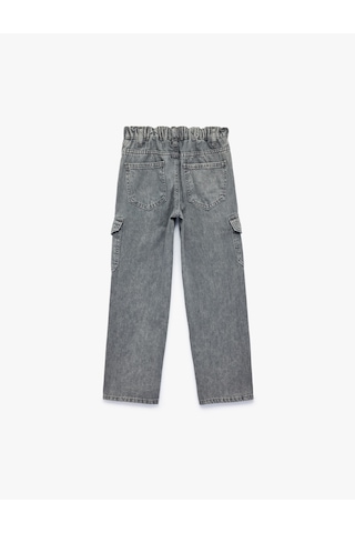 Koton Cep Detaylı Loose Fit Pamuklu Denim Kargo Pantolon - Cargo Jeans Antrasit 7wkb40021td