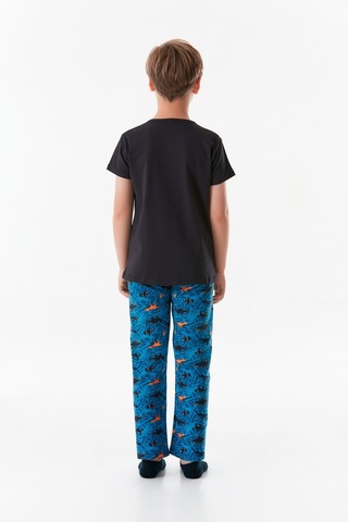 Fullamoda Dinozor Baskılı Bisiklet Yaka Erkek Çocuk Pijama Takımı 24mıcg631212226-mavi 24MICG631212226-Mavi