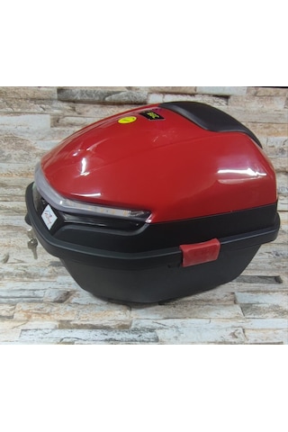 Motosiklet Arka Çanta 33lt Işıklı Stop Sağ Sol Sinyal Kırmızı Kırmızı