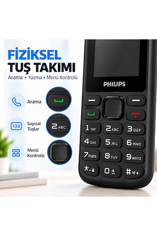 Philips E2101P Çift SIM Type-C 1.77" TFT Ekran FM Radyolu Tuşlu Cep Telefonu