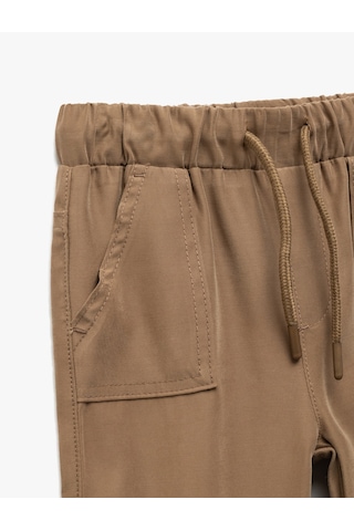 Koton Beli Bağcıklı Cepli Basic Viskon Jogger Eşofman Altı Kahverengi 5smb40034tw Kahve