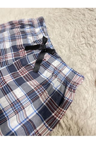 %100 Pamuk Kadın Yüksek Bel Dört Mevsim Şort Pijama