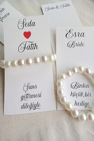 İnci Nedime Bileklik - 18 Adet Hediyelik Bileklik - Bride Hediye