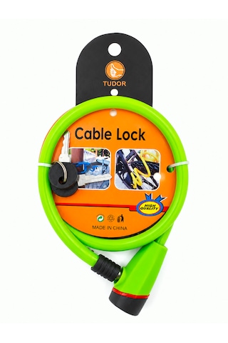 Tudor Renkli Bisiklet Kilidi Anahtarlı Cable Lock Yeşil