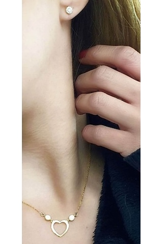 Zirkon Taş Detaylı 925 Ayar Gümüş Altın Aşk Seti