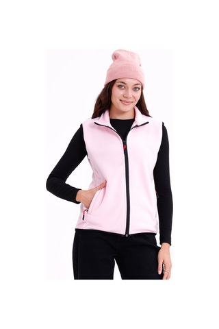 Monox Kadın Slim Fit Tam Fermuarlı Polar Yelek Pembe