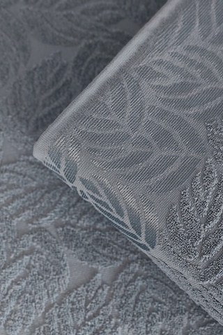 2'li Jakarlı Yaprak Desenli %100 Pamuk El Yüz Havlusu-50x90cm Acıkmavı Açık Mavi