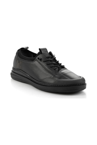 Siyah Hakiki Deri Erkek Sneaker E01084240843 Siyah