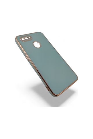 Oppo Uyumlu Ax7 Kenarları Parlak Altın Renkli Lazer Kılıf