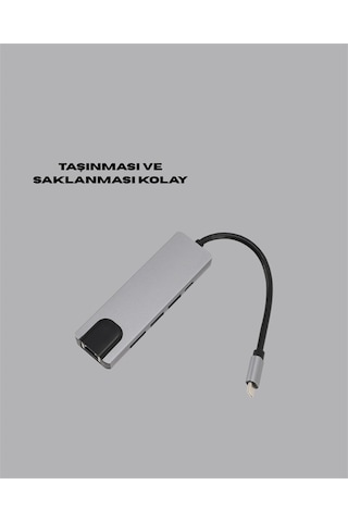 Type C Dönüştürücü - 2 Usb3.0 Sd/ms 4k Hdmı & Rj45 İle Profesyonel Kullanım