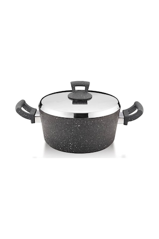 Hascevher Germanitium 24x11 Cm Granit Tencere Metal Kapaklı Gri