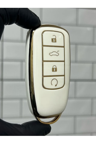 Gma Keys Chery Tiggo 8 Pro Omoda 5 Tiggo 7 Avantgarde Jaaeco Smart Nano Anahtar Kılıfı Beyaz Gold Altın Renk