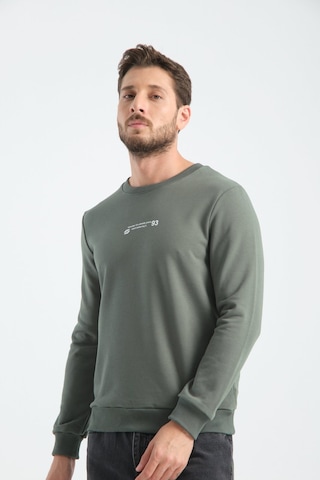 Shooter Sportwear Shooter Erkek Üç İplik Sweatshirt Regular Fit Pamuklu Bisiklet Yaka Günlük Spor Basic Haki