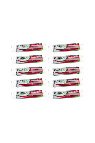 Florex Standart Jumbo Boy Çöp Torbası 80x110 Cm 10'lu Rulo Siyah 10 Rulo (100 Adet)