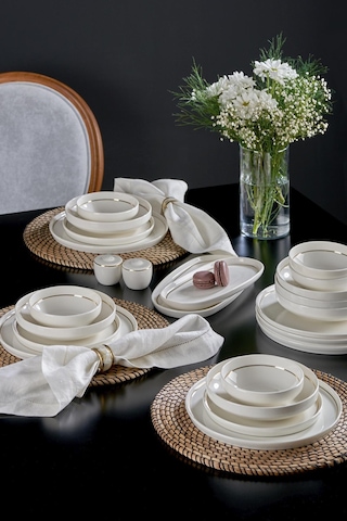 Neva N3455 Velvet Gold 28 Parça Yaldızlı Porselen Yemek Takımı